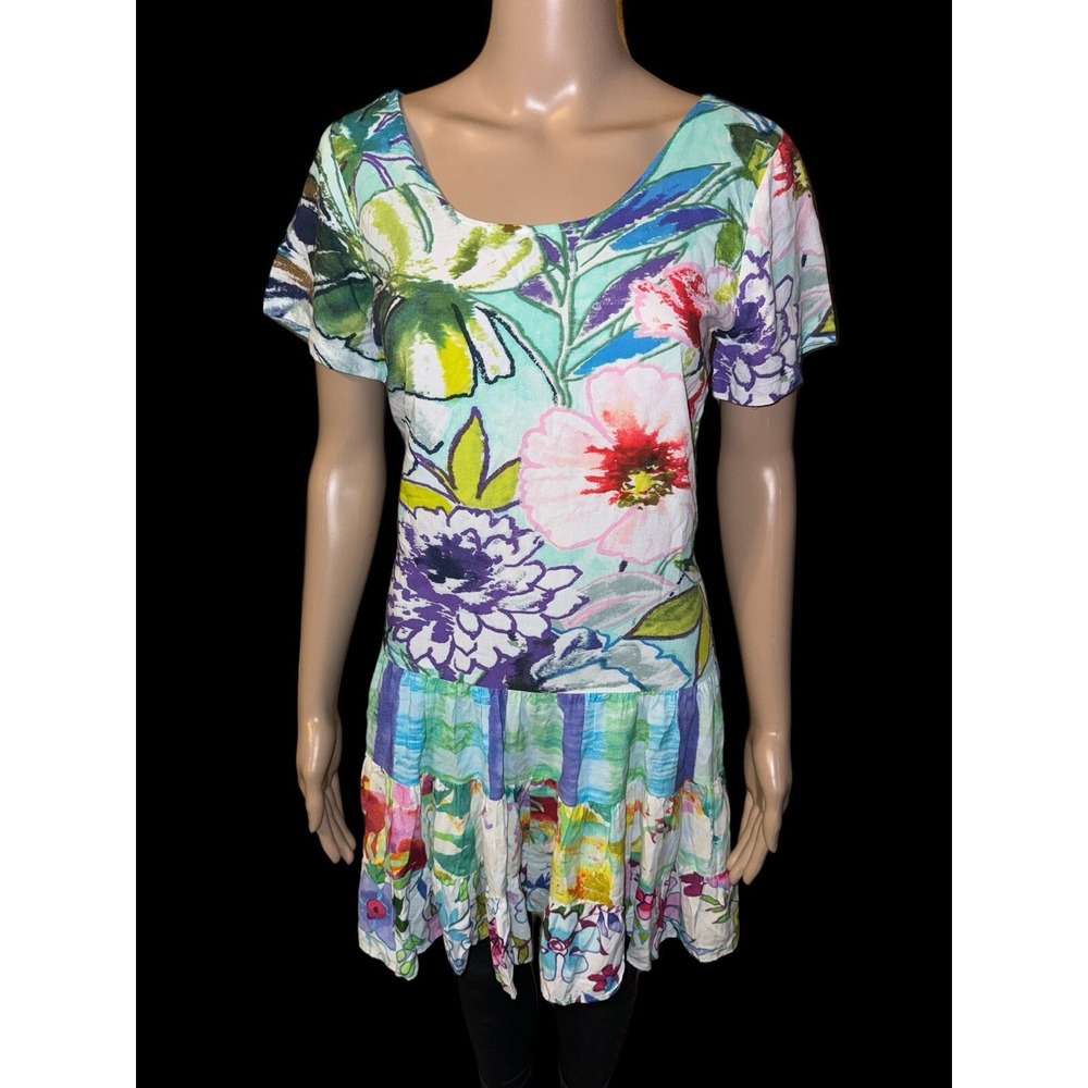 Jams World VTG Sachet Hattie‎ Dress Womens X-Small Tropical Colorful Floral Midi